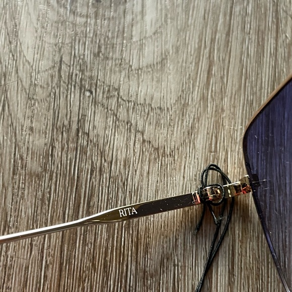 otra rita blue & gold retro y2k oversized square metal frame sunglasses eyewear - Picture 6 of 7